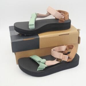 NEW TEVA Original Universal Green Pink  Brown Strappy Flat Sandal Women's 8